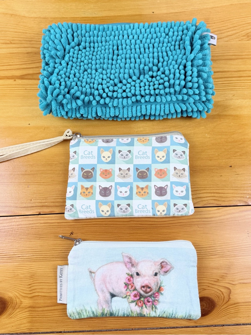 Zippered Bags Set of Three  Cats Piglet Yoobi Makeup Travel Organizer